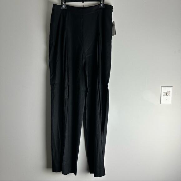 New Ralph Lauren Black Trouser Pants Wide Leg Linen Pleated Front Pockets 12 - Picture 4 of 15